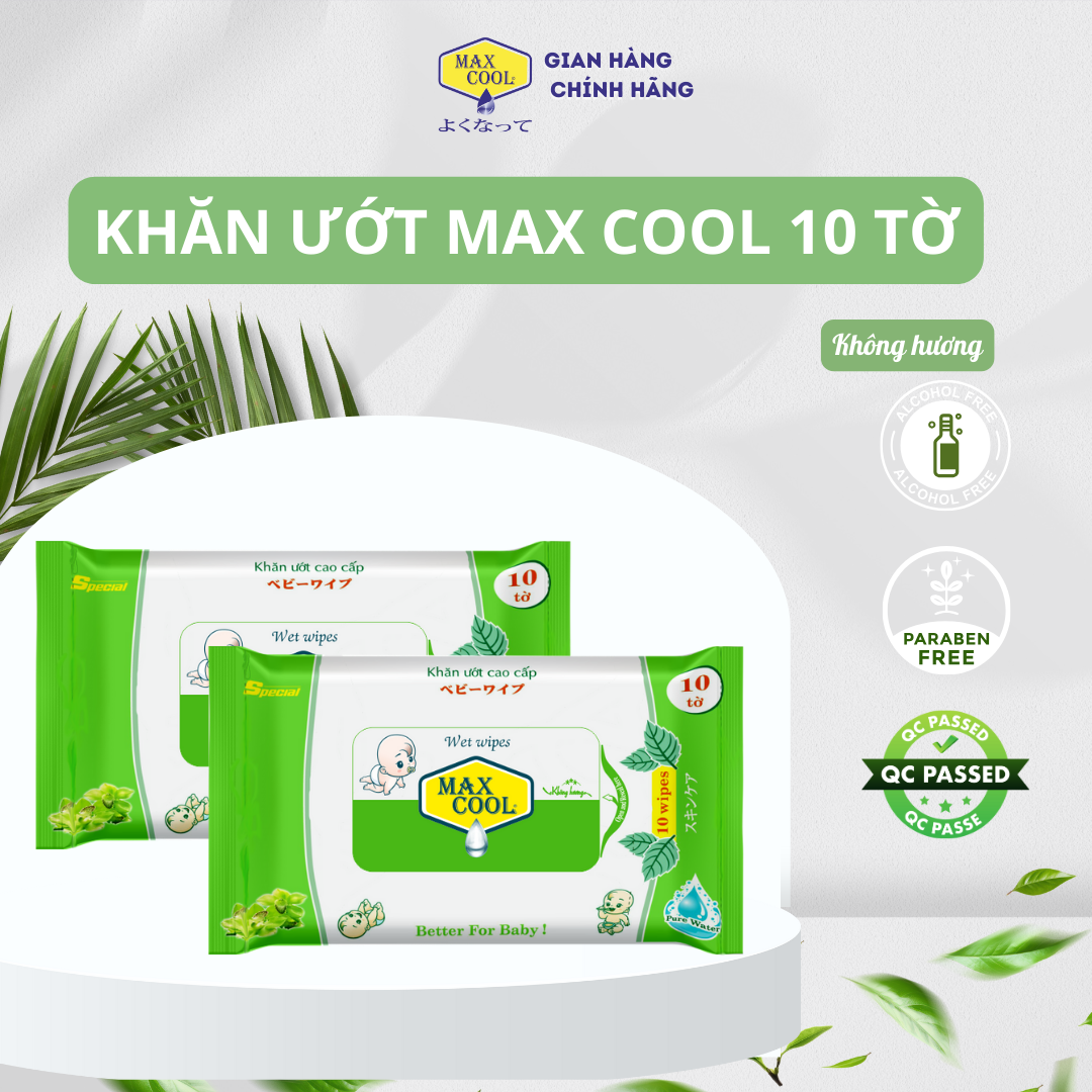 Combo 2 gói khăn ướt 10 tờ max cool - không hương
