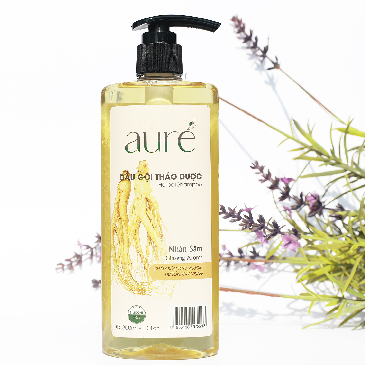 Dầu gội thảo dược Auré - Nhân sâm - Chai Oval 300ml hương nhân sâm giàu dưỡng chất, an toàn cho da