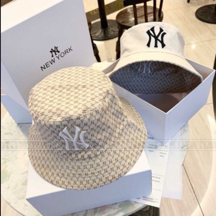 Mũ nón bucket ny hai mặt, họa tiết monogram in nổi, phong cách năng động trẻ trung