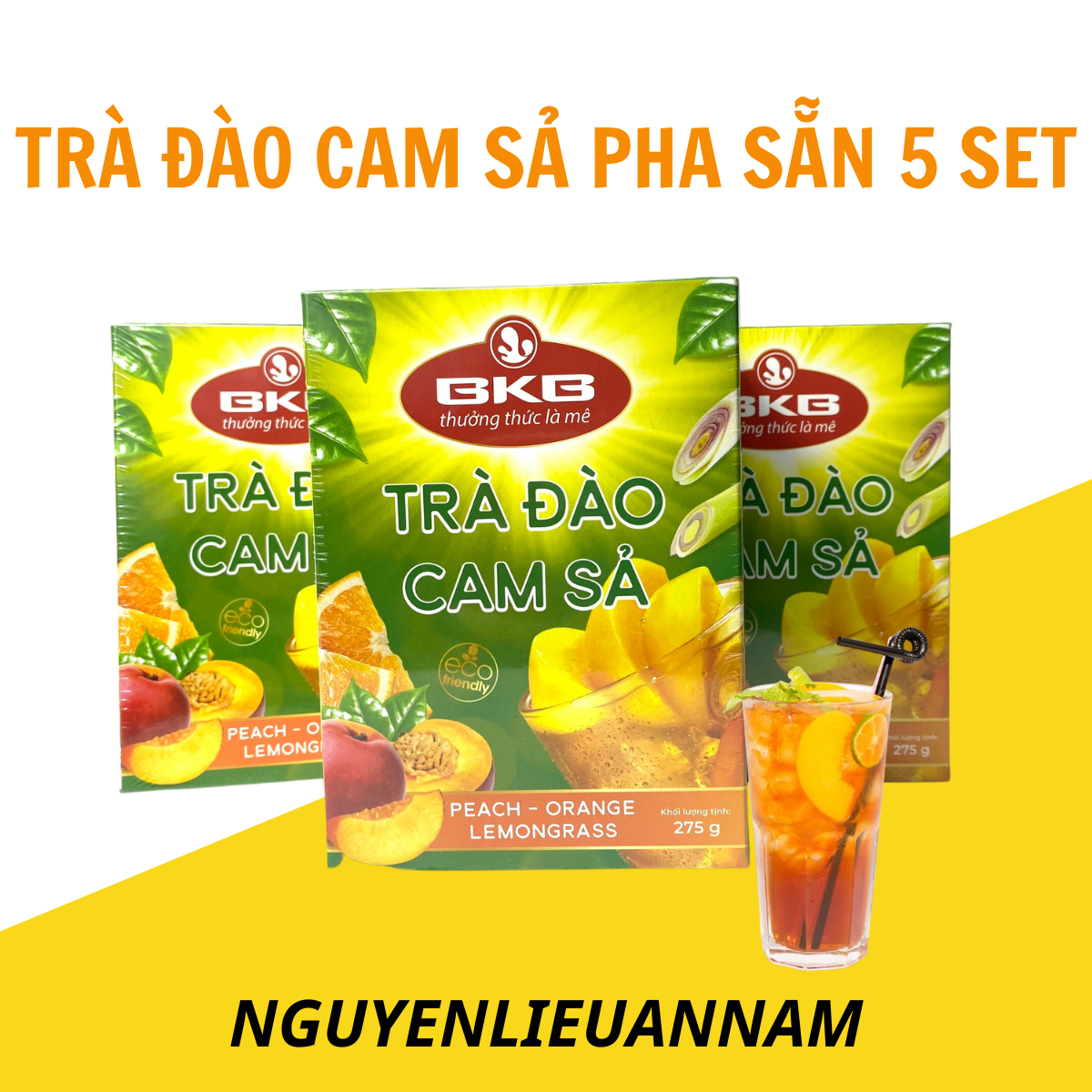 Trà đào cam sả BKB pha sẵn thơm ngon, tiện lợi