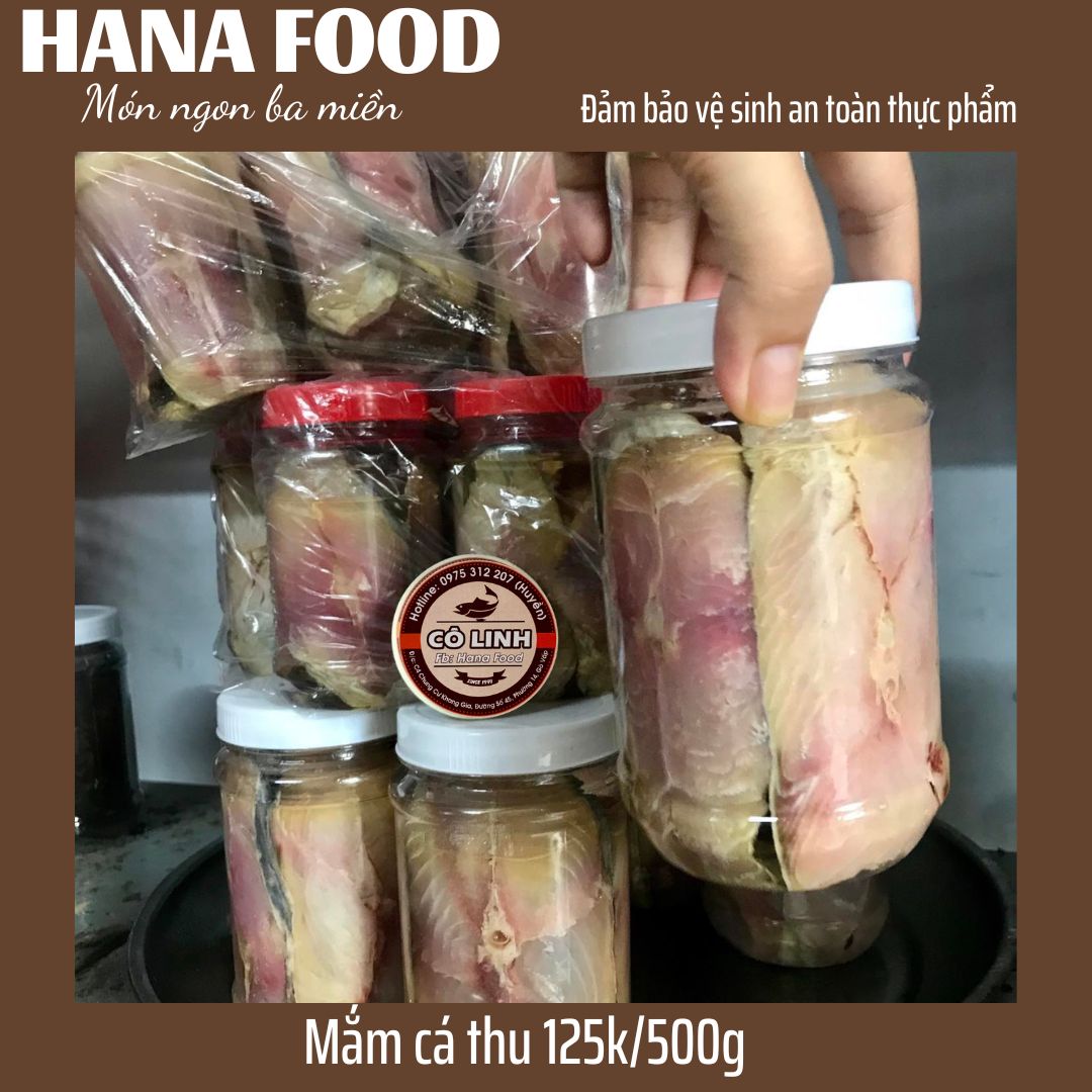 Mắm cá thu nguyên lát ngâm dầu 500gr - Mắm Cô Linh