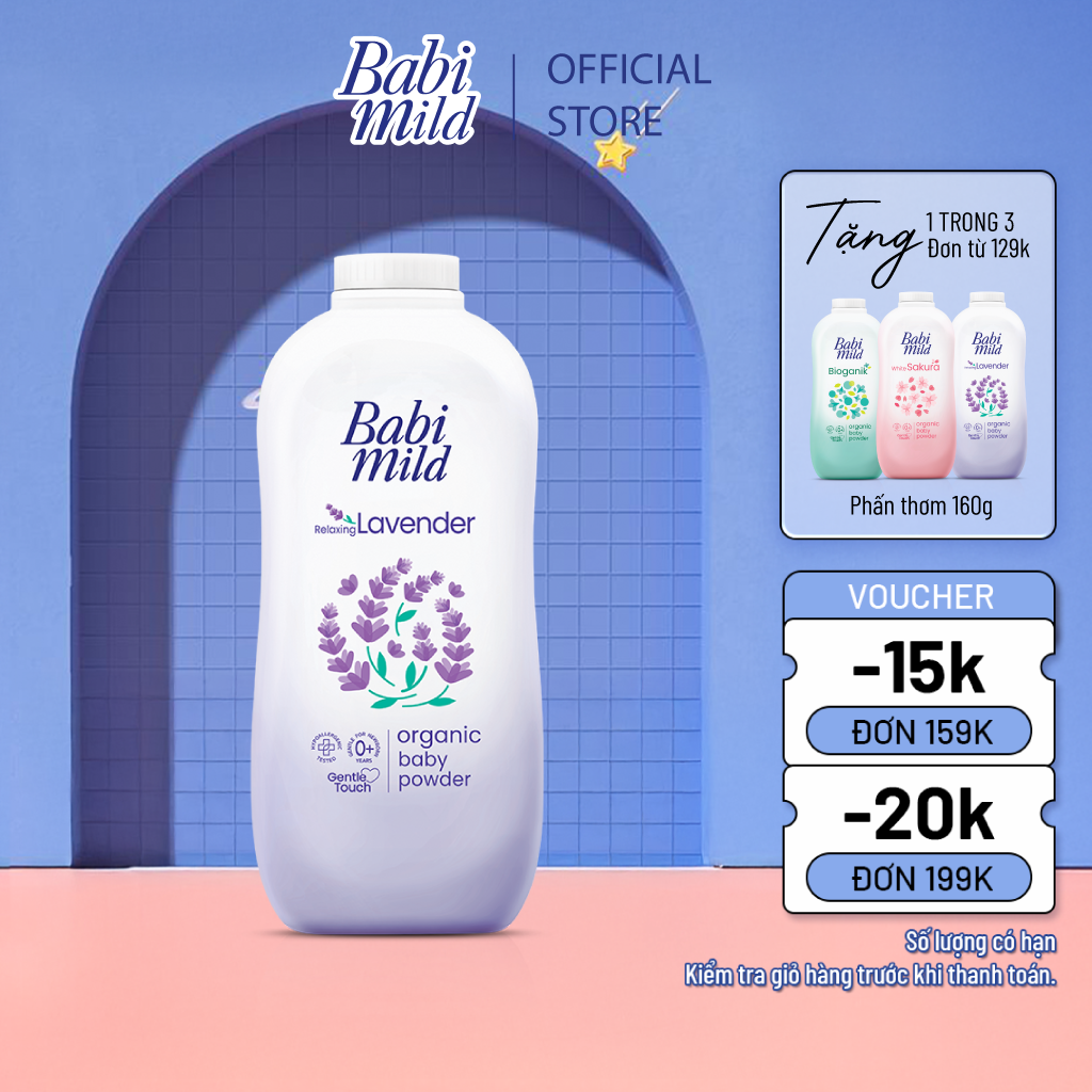 Phấn Thơm Trẻ Em Babi Mild Lavender Chai 350gram