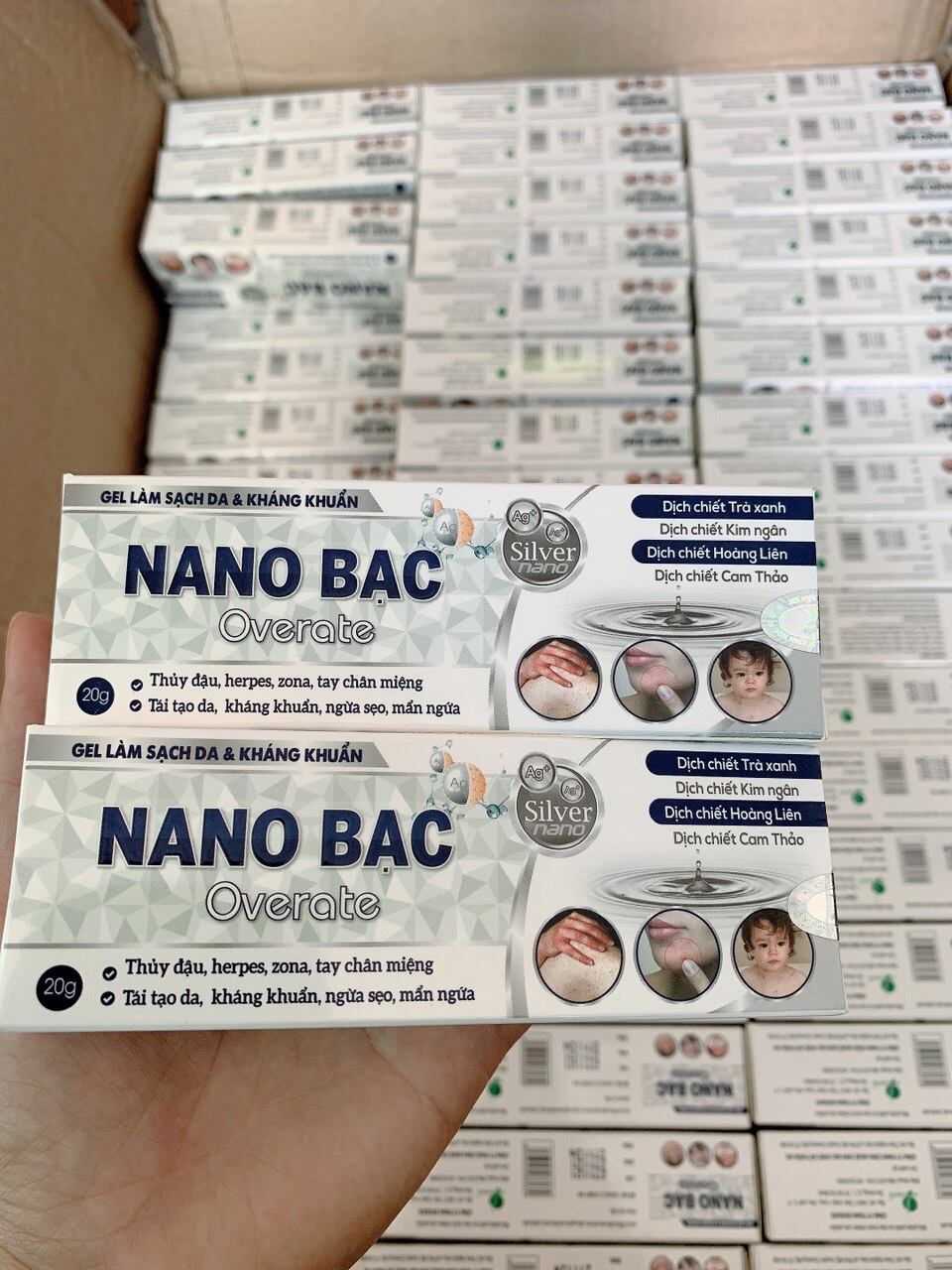 Gel bôi da nano bạc overat sạch da, kháng khuẩn tube 20gr