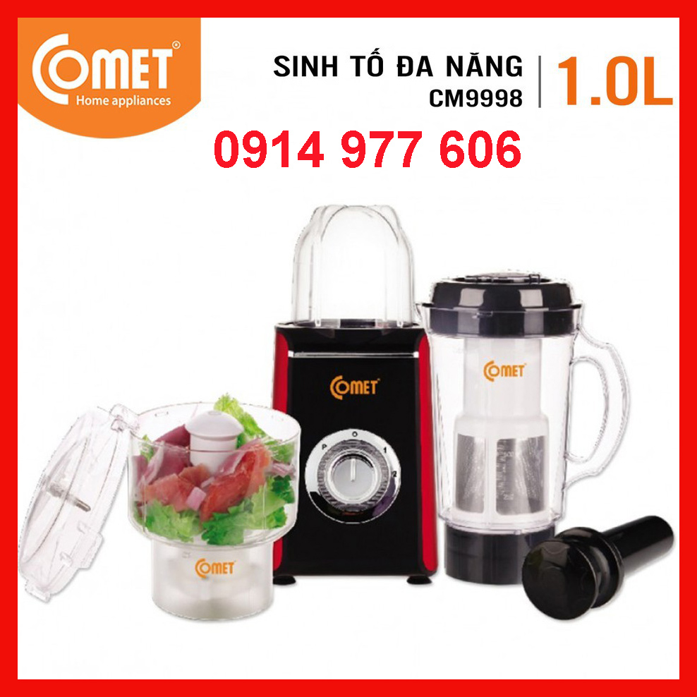 Máy xay ép sinh tố đa năng 3 cối nhựa kháng vỡ comet - cm9998 1l - hàng chính hãng