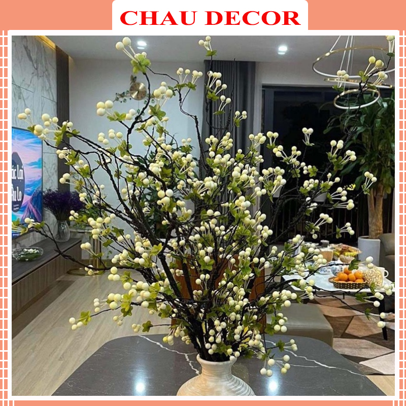 Hoa giả - cành cherry cổ giả cao cấp trang trí, decor, cắm điểm đào đông, cành lựu... sang trọng