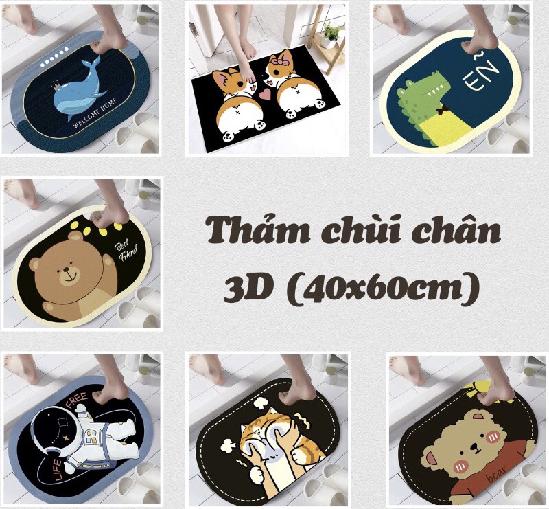 Thảm lau chân, thảm chùi chân hình ovan siêu thấm hút, chống trơn trượt mẫu mới 2022