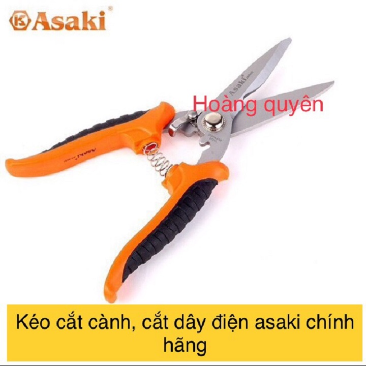 Kéo cắt cành, dây điện lưỡi inox Asaki nhật bản Ak-8631