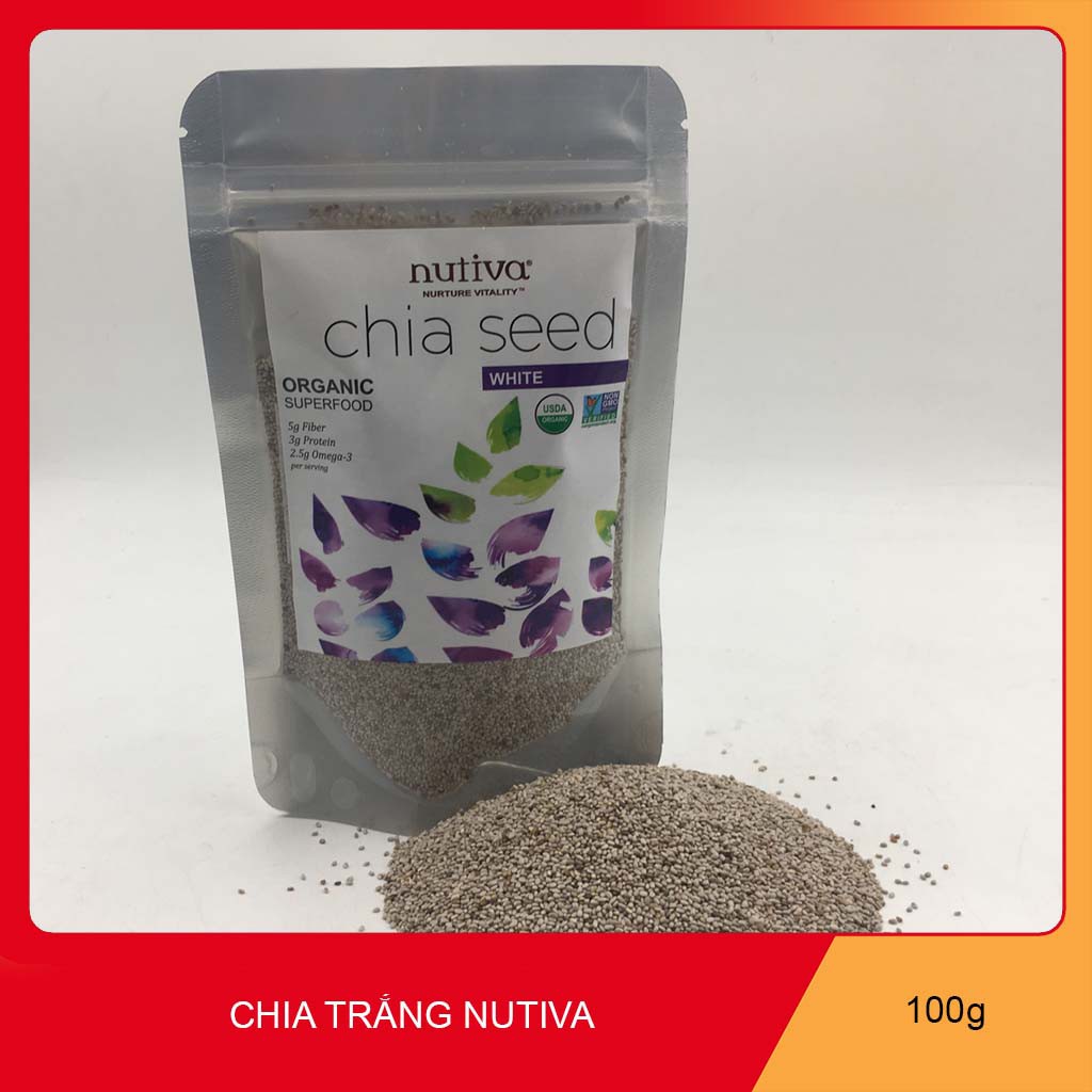 100g hạt chia trắng organic nutiva giảm cân ăn kiêng tốt cho sức khỏe của mỹ