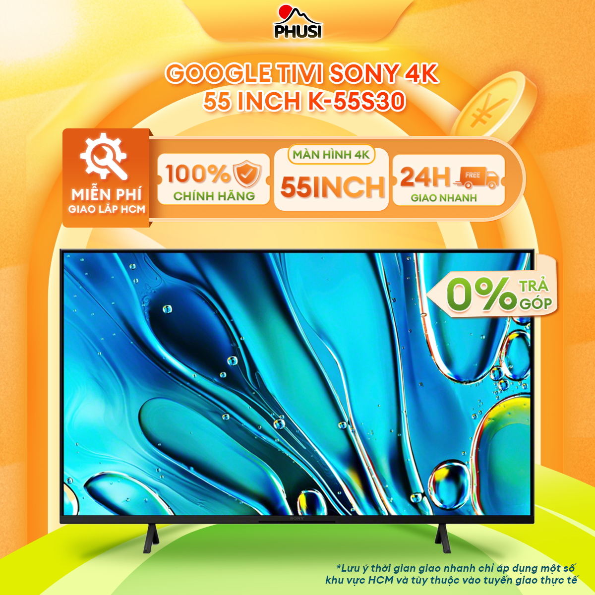[Miễn phí lắp đặt] K-55S30 - Google Tivi Sony 4K 55 inch K-55S30 Remote có đèn nền tích hợp micro tìm kiếm giọng nói - Hàng Chính Hãng Giá 16,087,000 Đồng*Miễn phí vận chuyển
