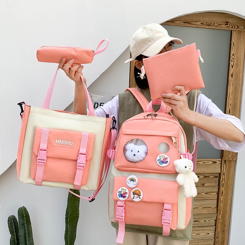 Set balo 4 món - phối mica tròn xigul