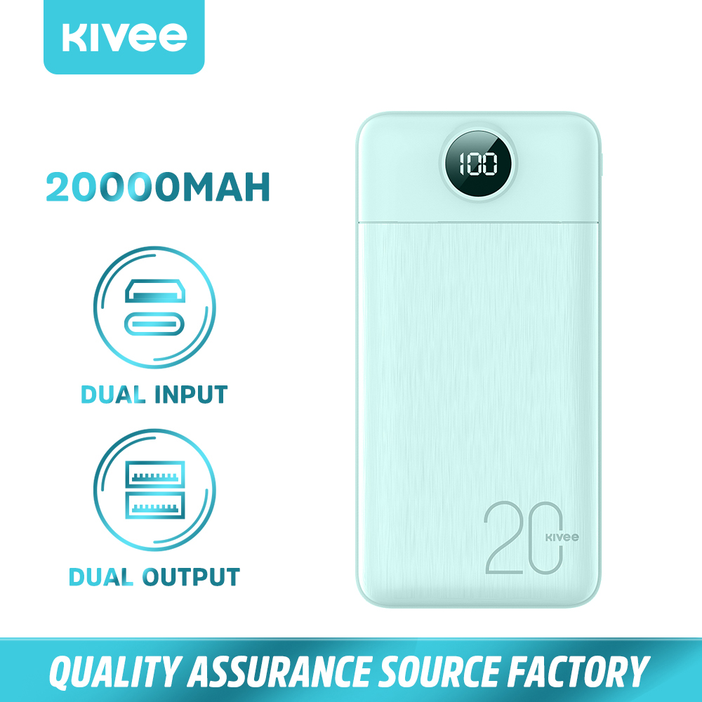 KIVEE 126P Max nguyên bản dung lượng lớn 20000mah sạc nhanh màn hình hiển thị LED Sạc dự phòng Đa Năng mini Bộ sạc di động Sạc đồng thời 2 thiết bị micro type-C cổng sạc vào 2 USB cổng sạc ra Pin dự phòng