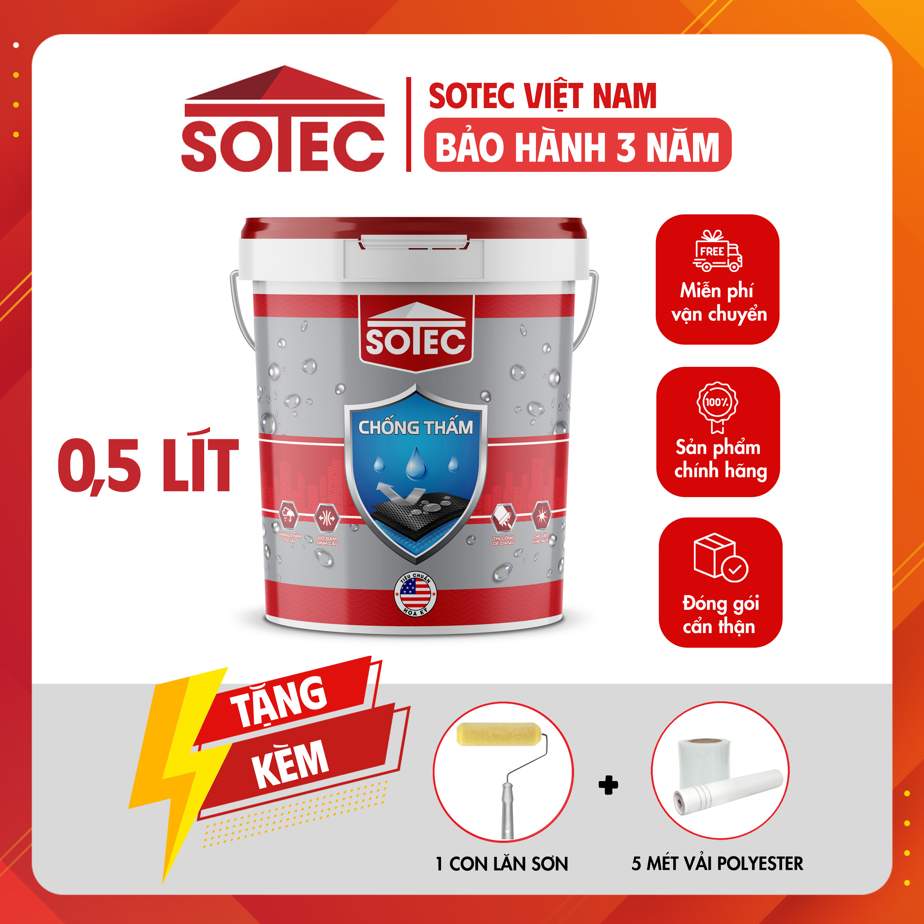  Keo trong suốt SOTEC - POXY  0,5 Lít  chống thấm tường ngoại thất đá tự nhiên gạch men màu vật liệu không đổi. 
