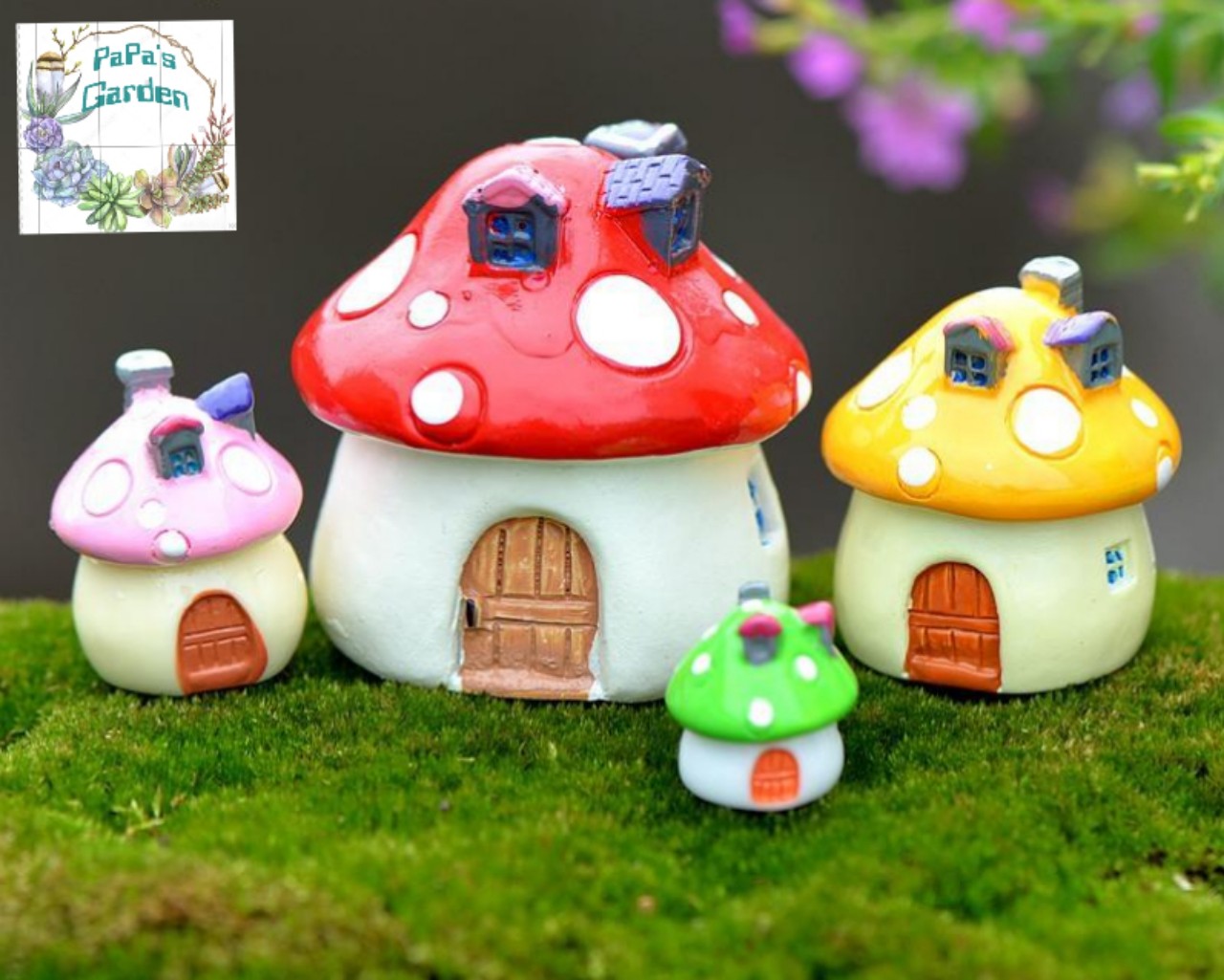 Terrarium Nhà nấm tiểu cảnh mini sân vườn trang trí bể cá