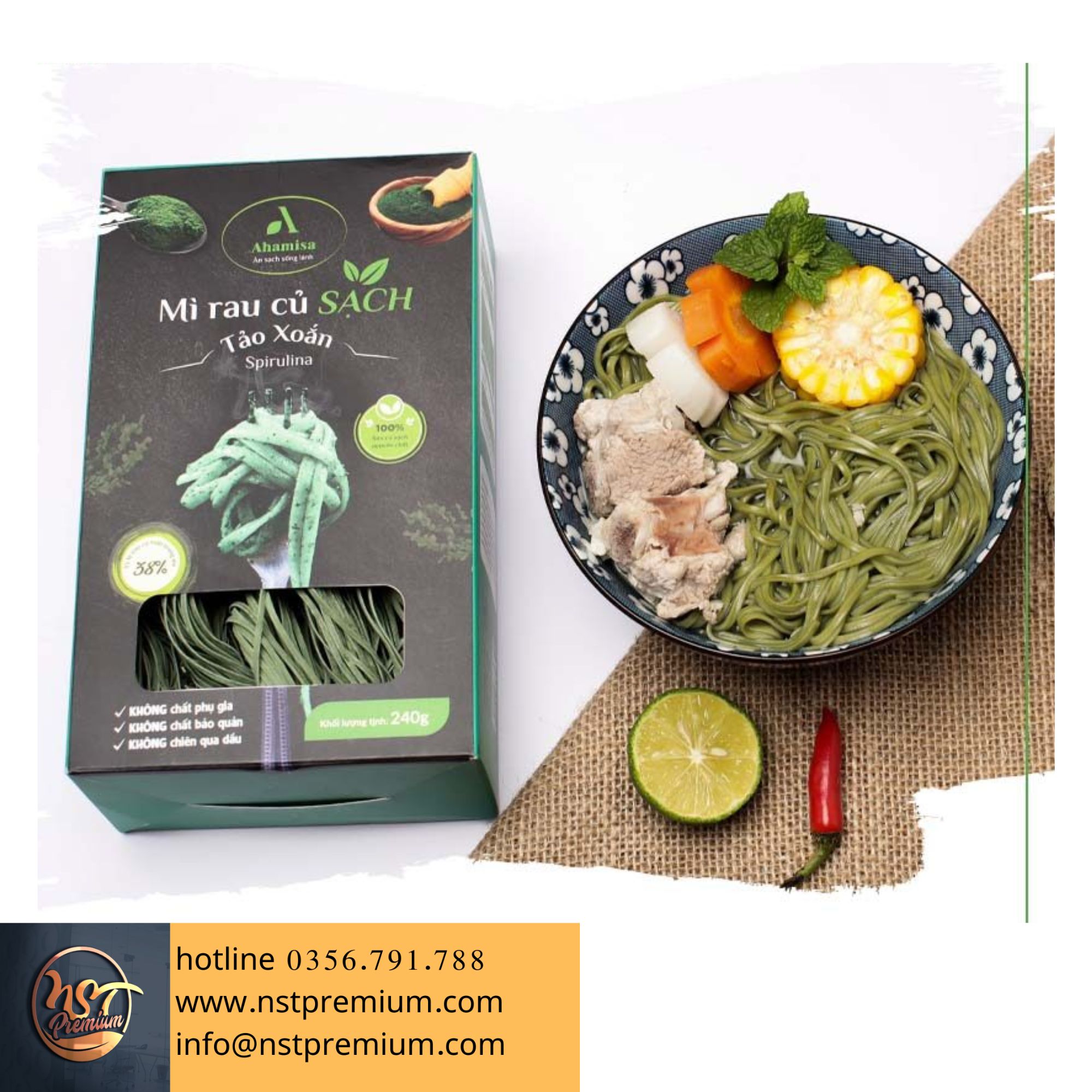 Mì rau củ sạch tảo xoắn 240g