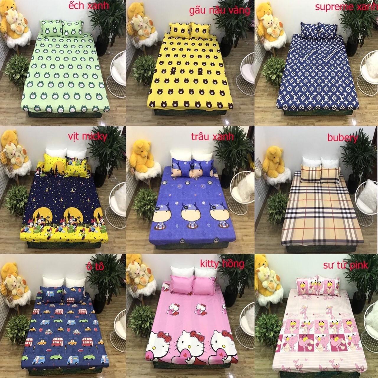 Bộ ga gối sét 3 món ga gối cotton poly nhiều kích thước m6x2m -tranlanshop