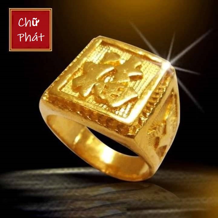 [HCM]Nhẫn nam mạ vàng 24k ITALY Chữ Phát ( Phát Tài  ) - Đủ Size RBPHAT