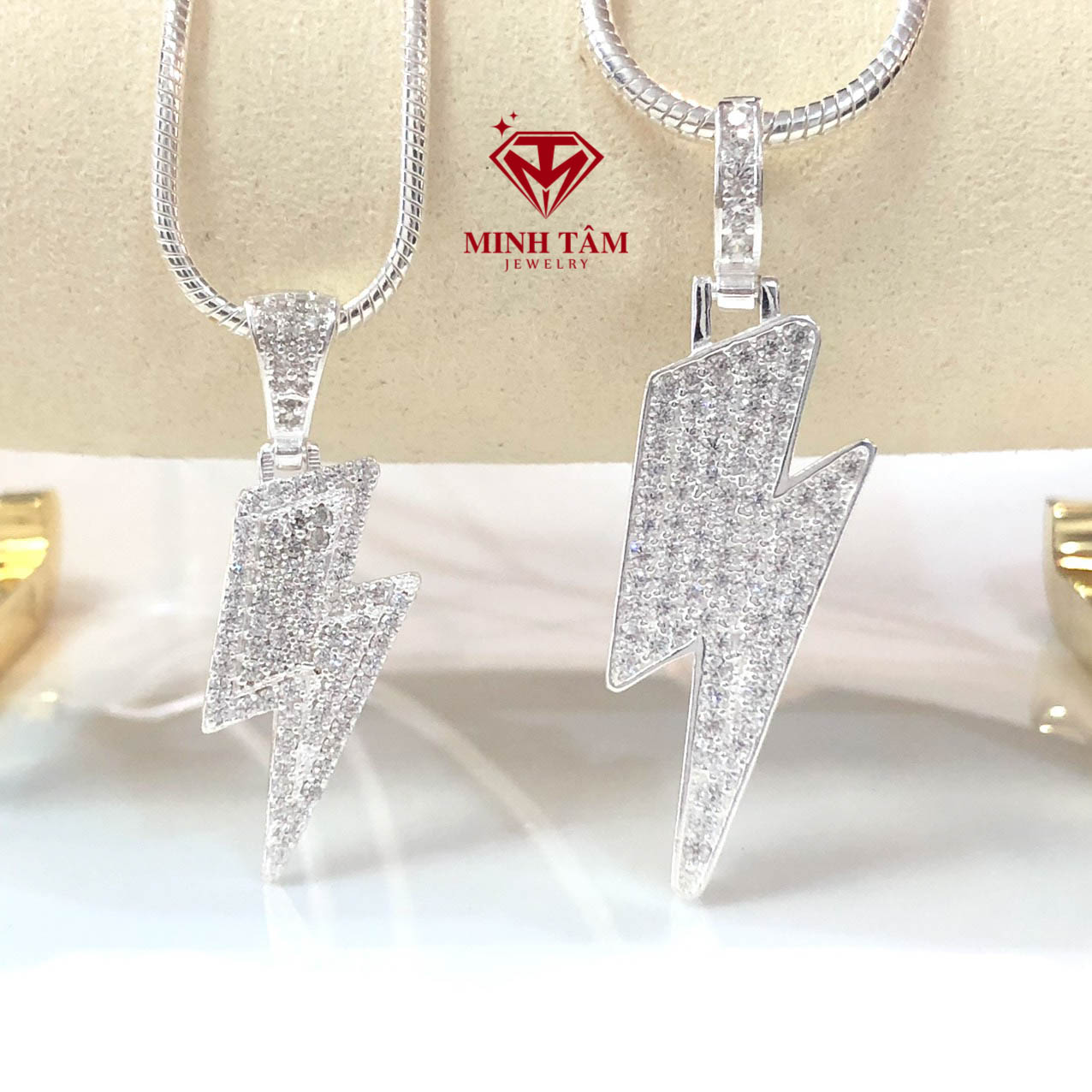 Mặt dây chuyền tia sét bạc ta, Bộ dây chuyền mặt tia sét bạc ta cho nam Minh Tâm Jewelry