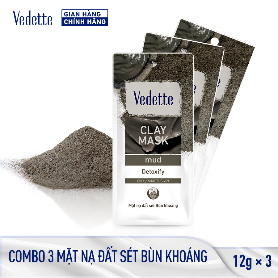 Combo 3 mặt nạ đất sét vedette bùn khoáng 12g