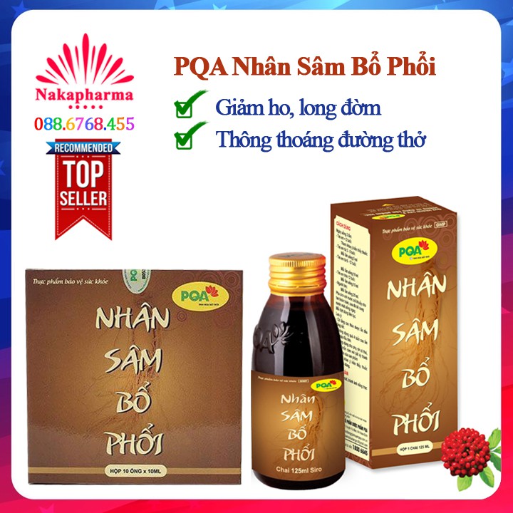 ✅ Siro PQA Nhân Sâm Bổ Phổi – Hỗ trợ thanh họng, bổ phổi, giảm ho, long đờm, giúp thông thoáng đường thở
