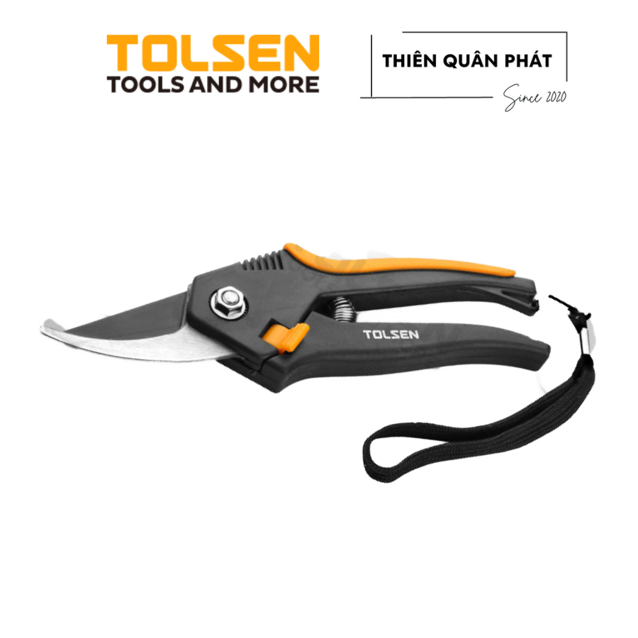 Kéo làm vườn Tolsen 31021 chuyên cắt cành, nhánh cây, tỉa cành dư tay cầm nhựa  có dây treo lưỡi thép cứng cáp bền bỉ