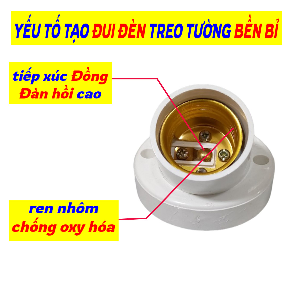Đui đèn chống cháy gắn tường ,đui đèn treo tường chịu nhiệt cao chống nước thẳng 90 độ cao cấp đui e27
