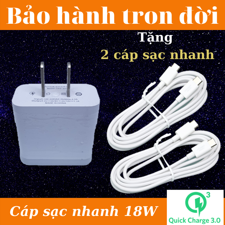 Bộ sạc siêu nhanh điện thoại Android đầu Type- C, Micro USB, Iphone- Sạc nhanh mọi điện thoại