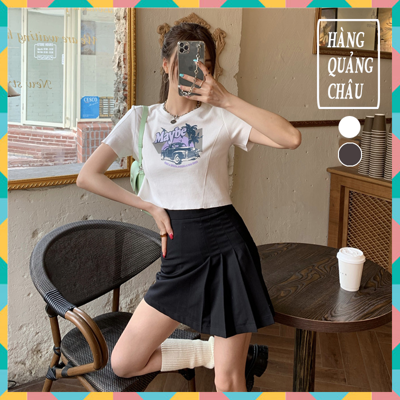 Áo thun croptop nữ form rộng, áo thun croptop nữ tay ngắn thời trang thể thao dạo phố freeship mã AT17
