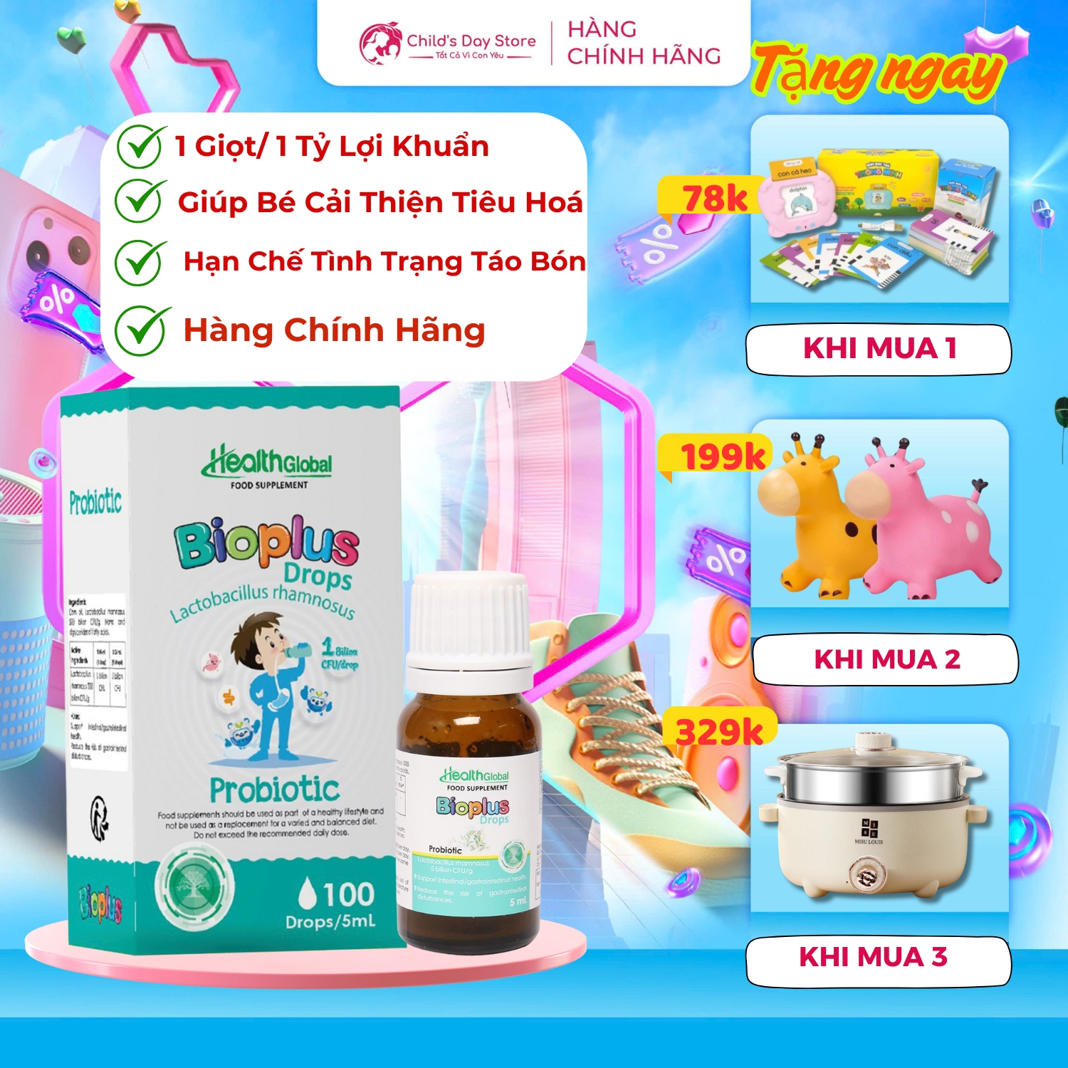  Men Vi Sinh Bioplus Drops 5ml – Hỗ Trợ Tiêu Hóa Giảm Táo Bón Cân Bằng Hệ Vi Sinh | FREESHIP – GIÁ TỐT 