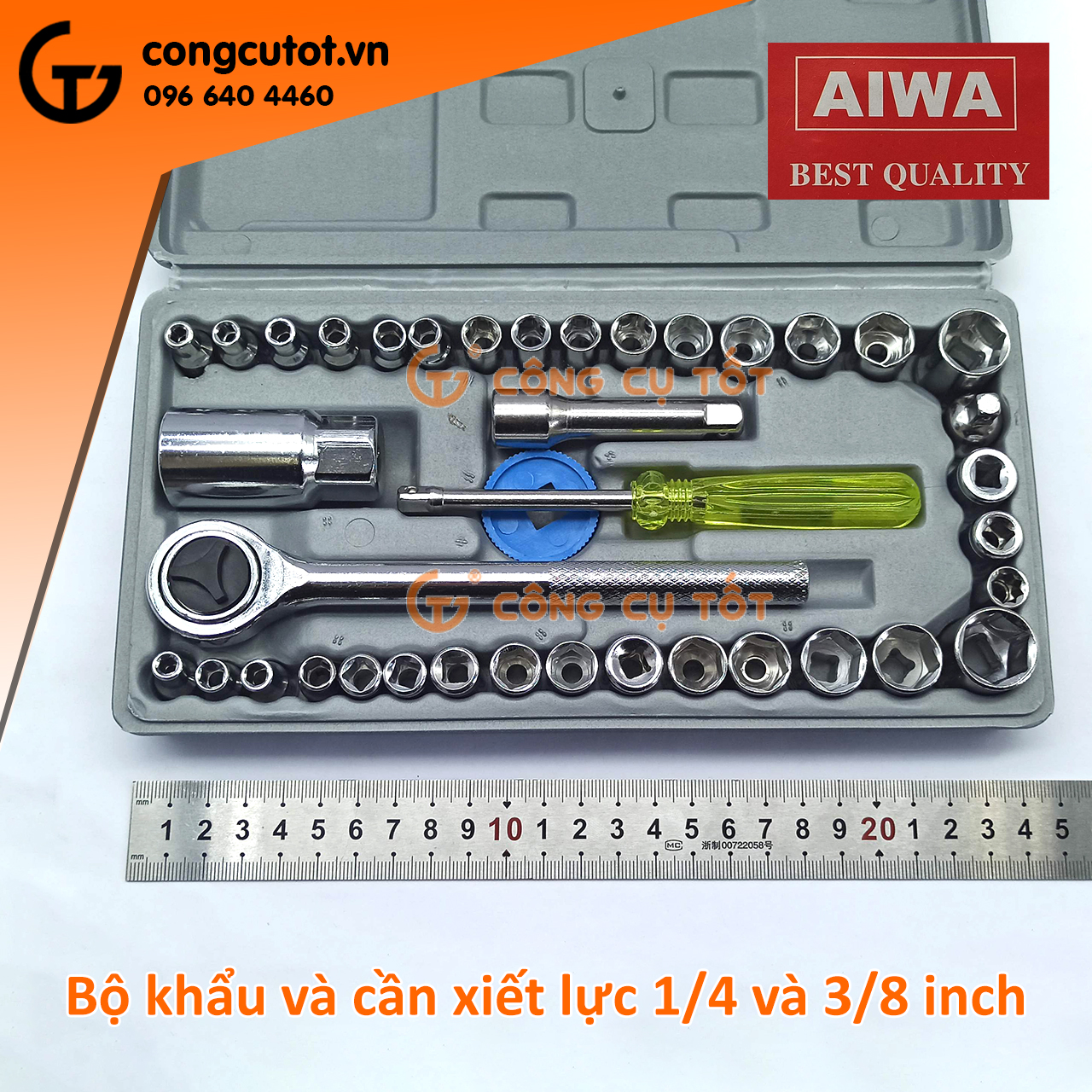 Bộ tuýp - Bộ cờ lê đa năng AIWA 40 chi tiết dành cho xe máy và oto
