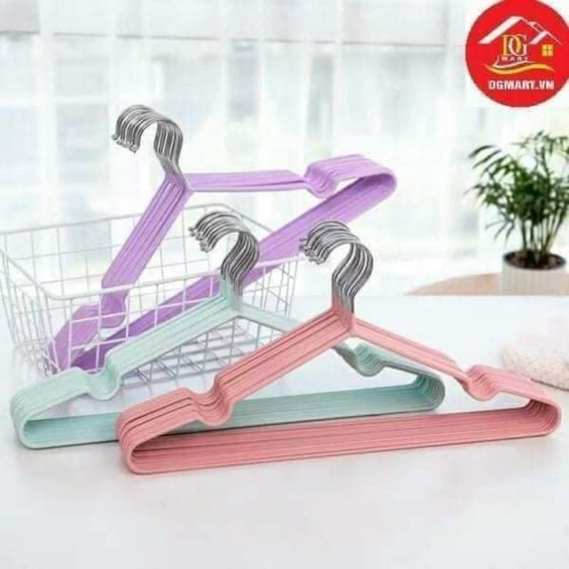 MÓC TREO QUẦN ÁO NGƯỜI LỚN INOX BỌC NHỰA SÉT 10 CHIẾC, MOC NỘI ĐỊA TRUNG QUỐC