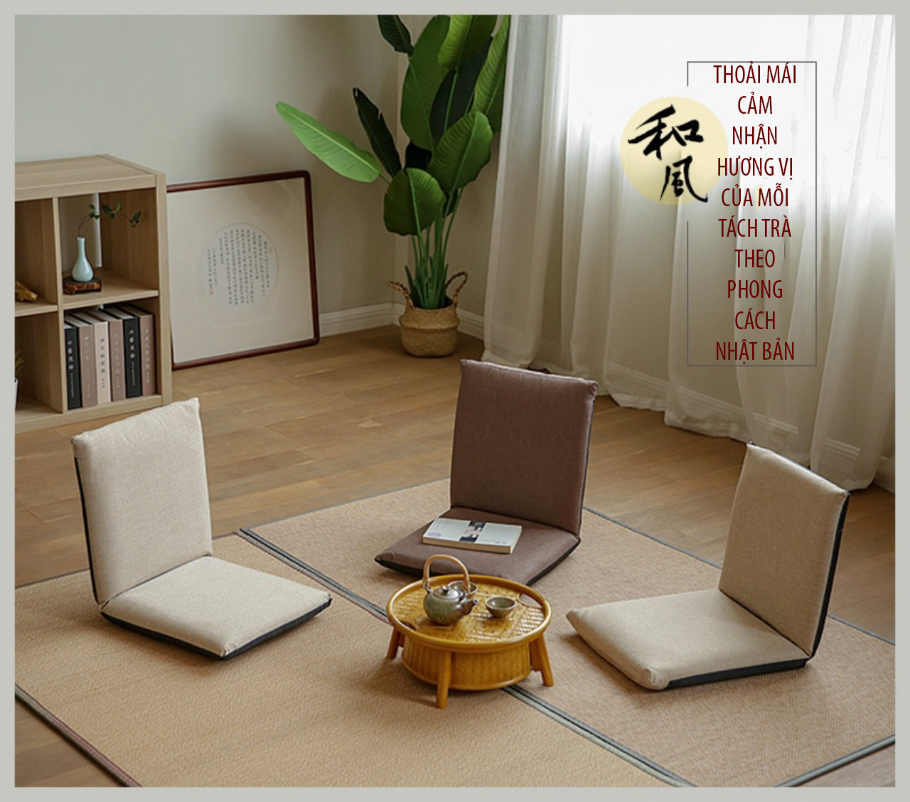 Ghế bệt tựa lưng tatami D708 kiểu dáng, phong cách `Nhật  Bản