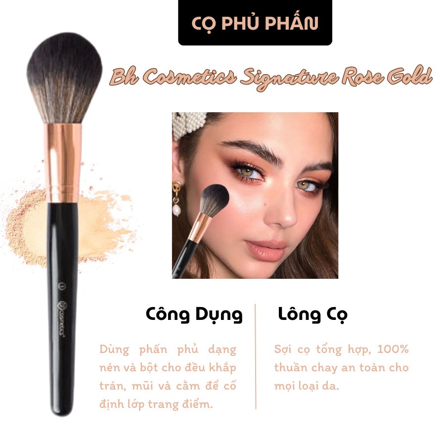 Cọ phủ phấn Bh Cosmetics Signature Rose Gold 01