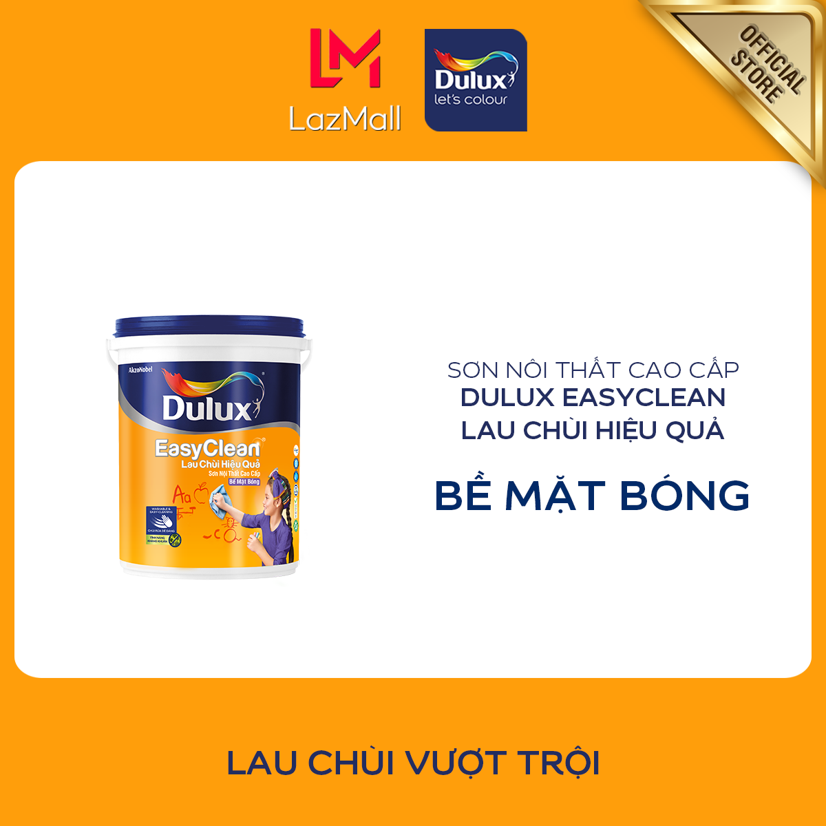 Sơn nội thất - cao cấp - dulux easyclean lau chùi hiệu quả - bề mặt bóng - 1l