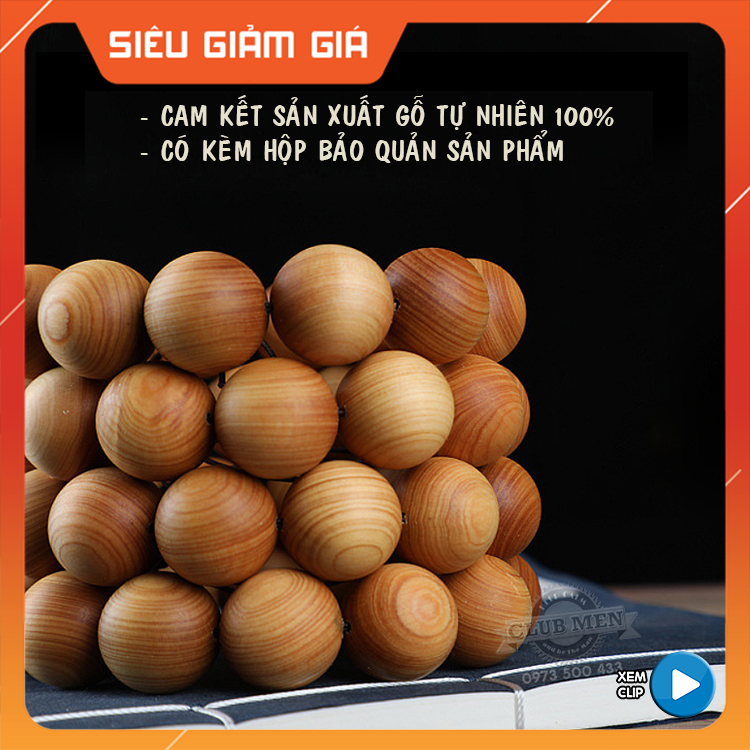 [BH 12TH] VÒNG TAY PHONG THỦY - GỖ TÙNG BÁCH (có Hộp)