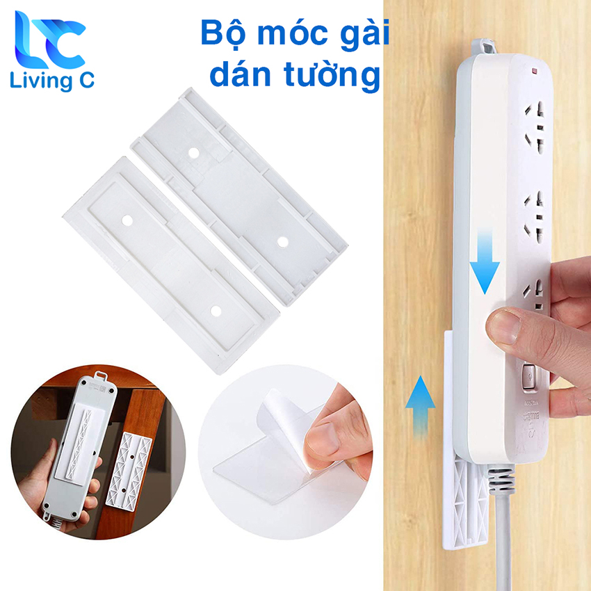 Miếng dán tường treo ổ điện cục phát wifi Living C, móc dán tường bộ miếng dán ghép treo tranh ảnh dán tường tiện lợi