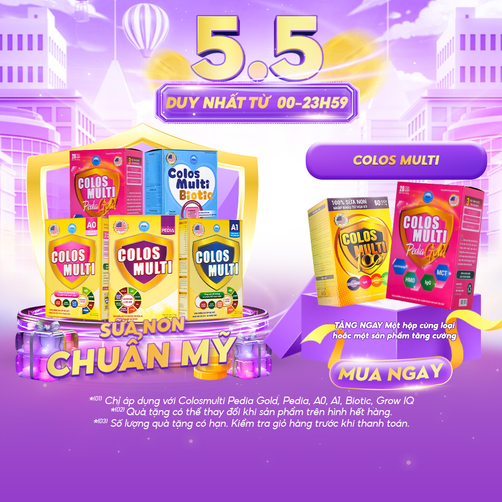 Combo 5 hộp Sữa non Colosmulti các loại Pedia, A0, Grow IQ, Biotic, Pedia Gold