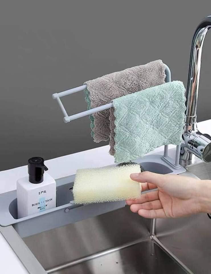 Giá Để Giẻ Bồn Rửa Bát Có Chỗ Treo Khăn Lau Tay, Tùy Chỉnh Theo Kích Thước Chậu