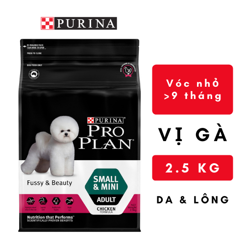 Purina Pro Plan - Thức ăn cho Chó trưởng thành, Vóc nhỏ, Hỗ trợ lông mượt