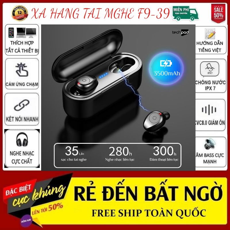 [SIÊU XẢ HÀNG]Tai Nghe AMOI F9 - 39 TWS - Tai Nghe Bluetooth F9-39 - Tai Nghe Nhạc 9D Âm Thanh Cực Chất - Tai Nghe Kiêm Sạc Dự Phòng 3500 mAh - Tai Nghe Chông Thấm Nước Chông Thấm Mồ Hôi - Tai Nghe Tích Hợp Cho Tất Cả Các Dòng Smart Phone