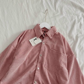 ÁO SƠ MI NHUNG TĂM ULZZANG FROM RỘNG MÀU BE, MÀU HỒNGTHỜI TRANG HÀN QUỐC