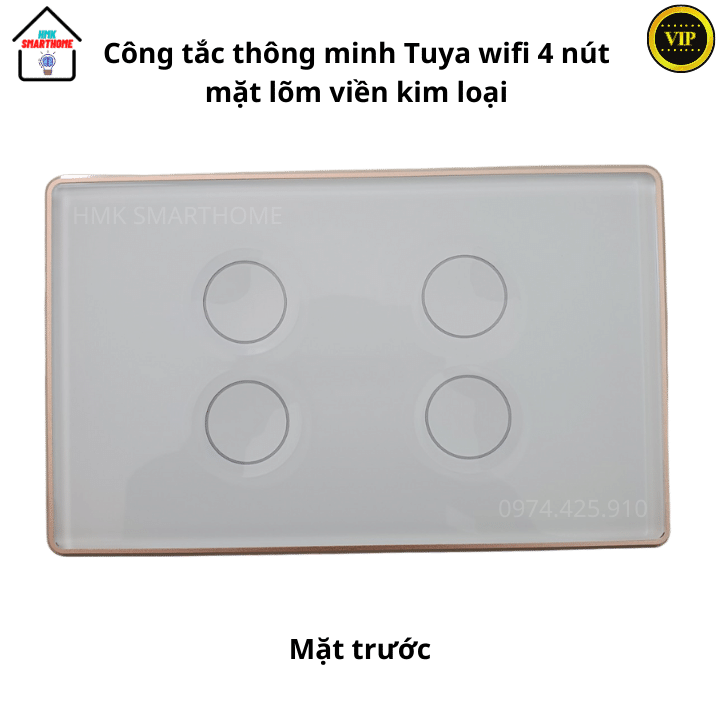 Công Tắc Thông Minh Tuya Cảm Ứng Mặt Kính Lõm Trắng Kết Nối Wifi
