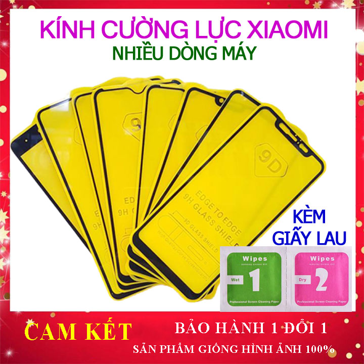 Kính cường lực xiaomi redmi note 10, note 10 pro, mi 10t pro, redmi 10, redmi 10 pro max, xiaomi 11 lite ,full màn 9d, miếng dán cường lực xiaomi, kèm giấy lau