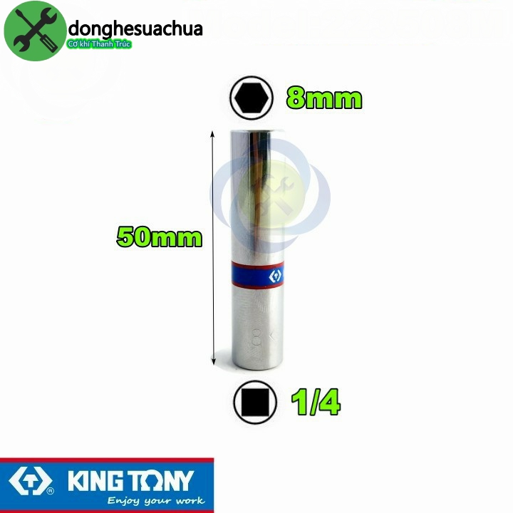 Tuýp 8mm loại 1/4 có 6 cạnh kingtony 223508m dài 50mm