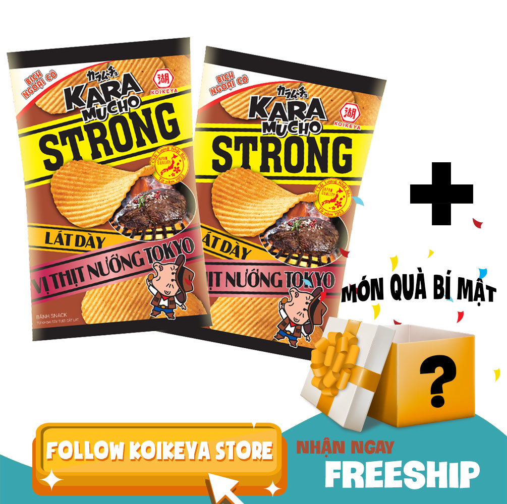Lốc 2 gói Snack khoai tây Karamucho Strong vị thịt nướng Tokyo 80g