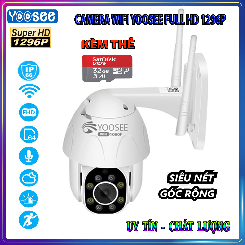 [HCM][ Mẫu Mới Tính Năng Mới] Camera Ip Wifi Yoosee Ngoài Trời PTZ 3.0 HD 1296P Không Dây Camera An Ninh Gia Đình - Hd Full Màn Hình Xoay 360° Đèn Led Đàm Thoại 2 Chiều Hồng Ngoại Quay Đêm - Bảo Hành 12 Tháng
