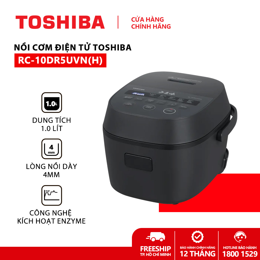 Nồi cơm điện tử Toshiba 1 - 1.8 Lít RC-10DR5UVN(H) / RC-18DR5UVN(W) / RC-18DR5UVN(H) - Bảo hành chính hãng 12 tháng