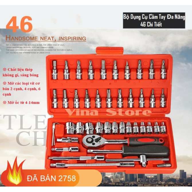 [HCM]Bộ dụng cụ sữa chữa đa năng 46 chi tiết tiện dụng - dụng cụ mở bu lông ốc vít sữa chữa ô tô xe máy đa năng giúp tiết kiệm chi phí