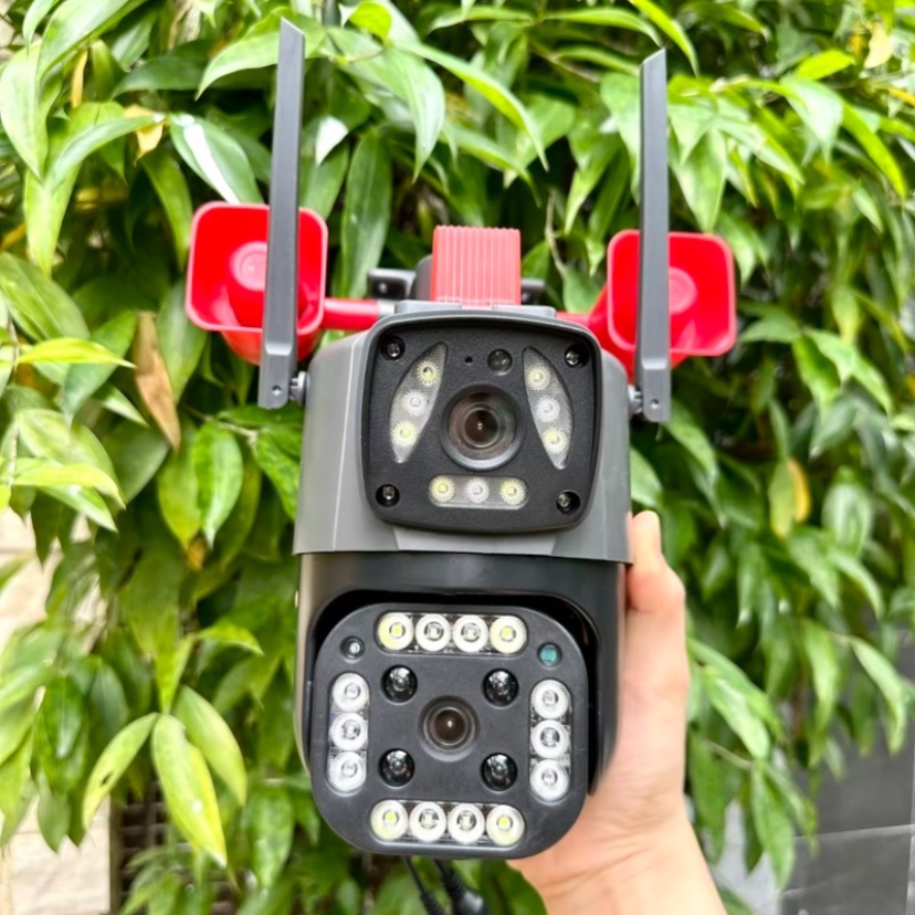 Camera yoosee 2 mắt jq998 | camera yoosee 360 độ 2 mắt xem 2 khung hình có loa báo động to - camera 360 độ - chống nước - báo động chống trộm - camera 2 mắt yoosee