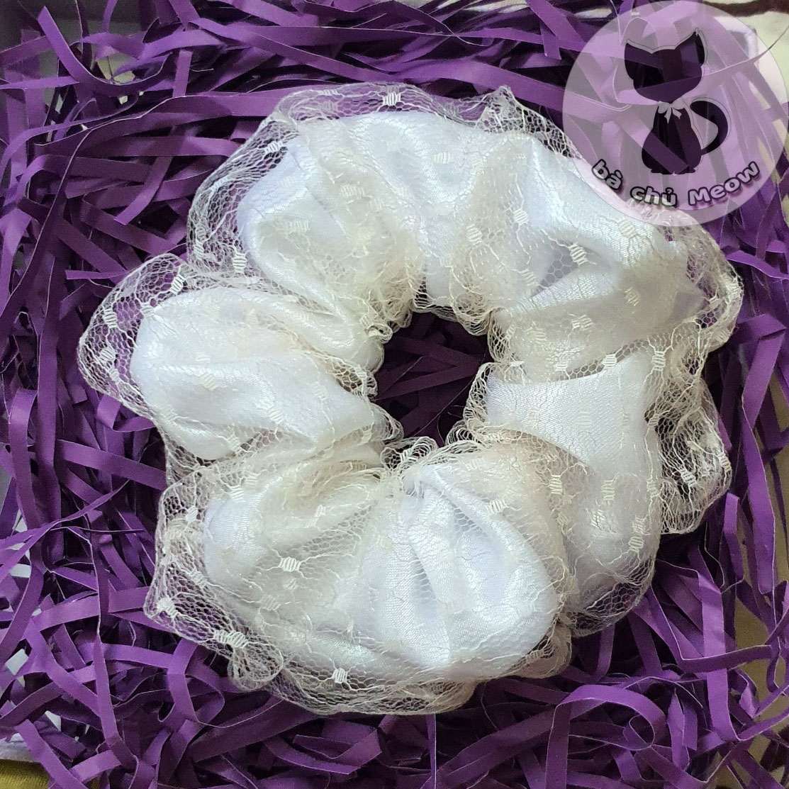 Đồ cột tóc vintage - dây cột tóc hai lớp - scrunchies họa tiết