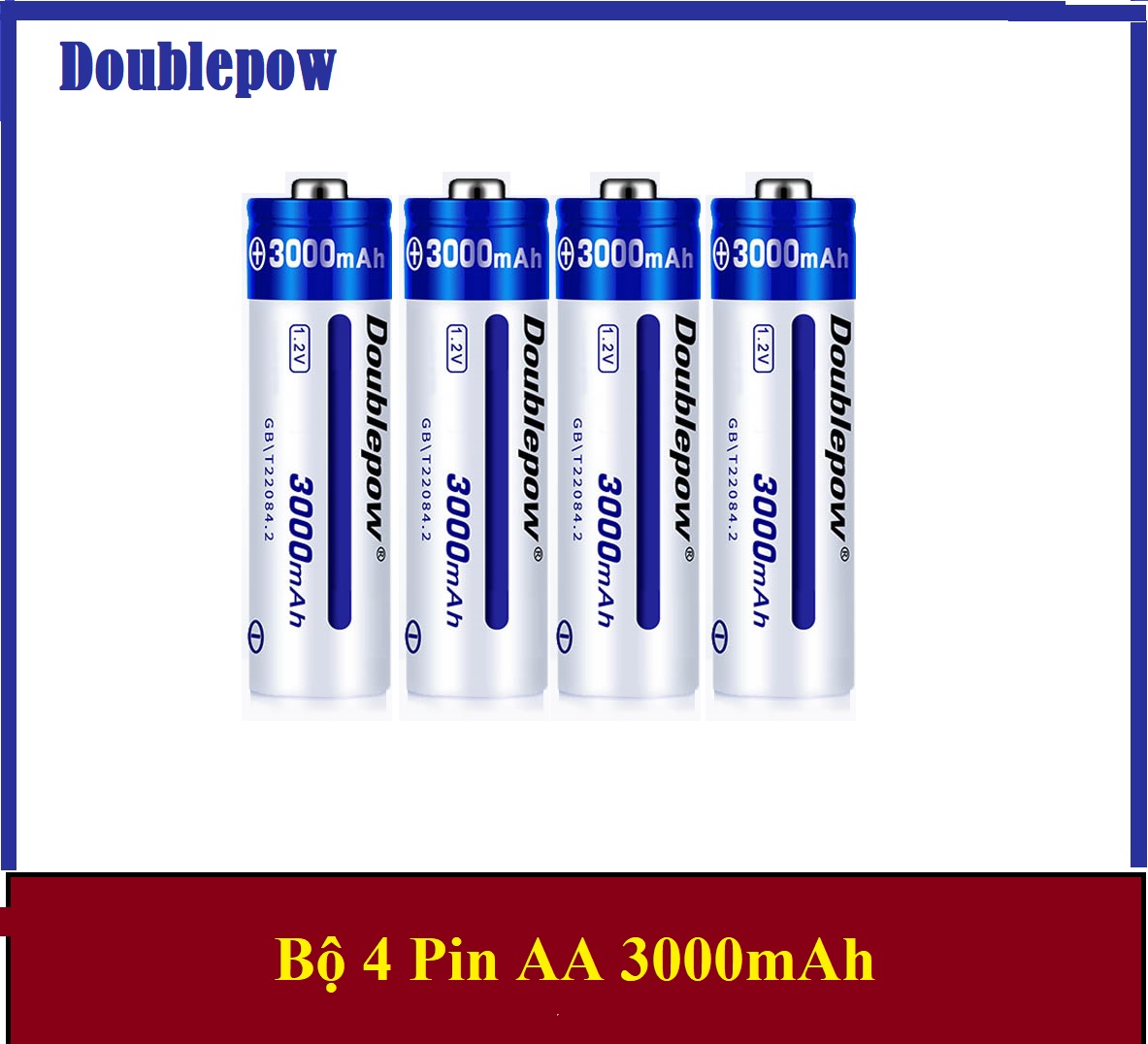 Bộ 4 viên pin tiểu sạc dung lượng cao Doublepow AA 3000mAh
